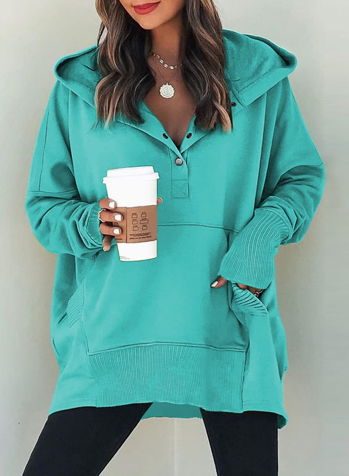 Womens New Loose Casual Batwing Hoodie With A Hood