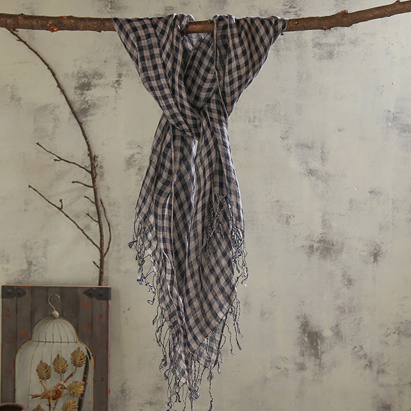 Cotton And Linen Scarf Women's Artistic Shawl Long Four Seasons Warm