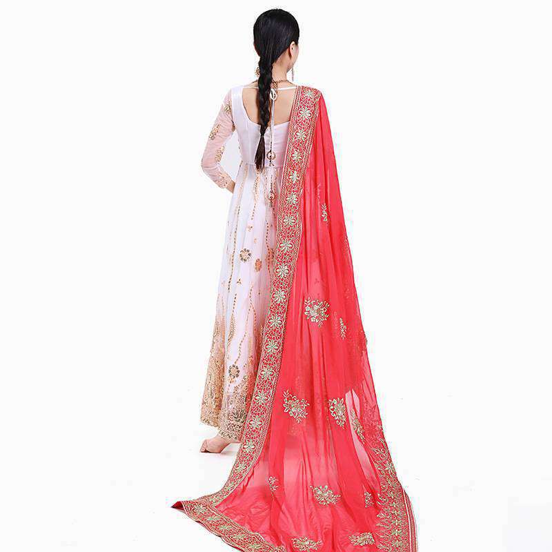 Yiman Indian Sari Scarf Mesh Embroidery Georgette Dubada Exotic Style