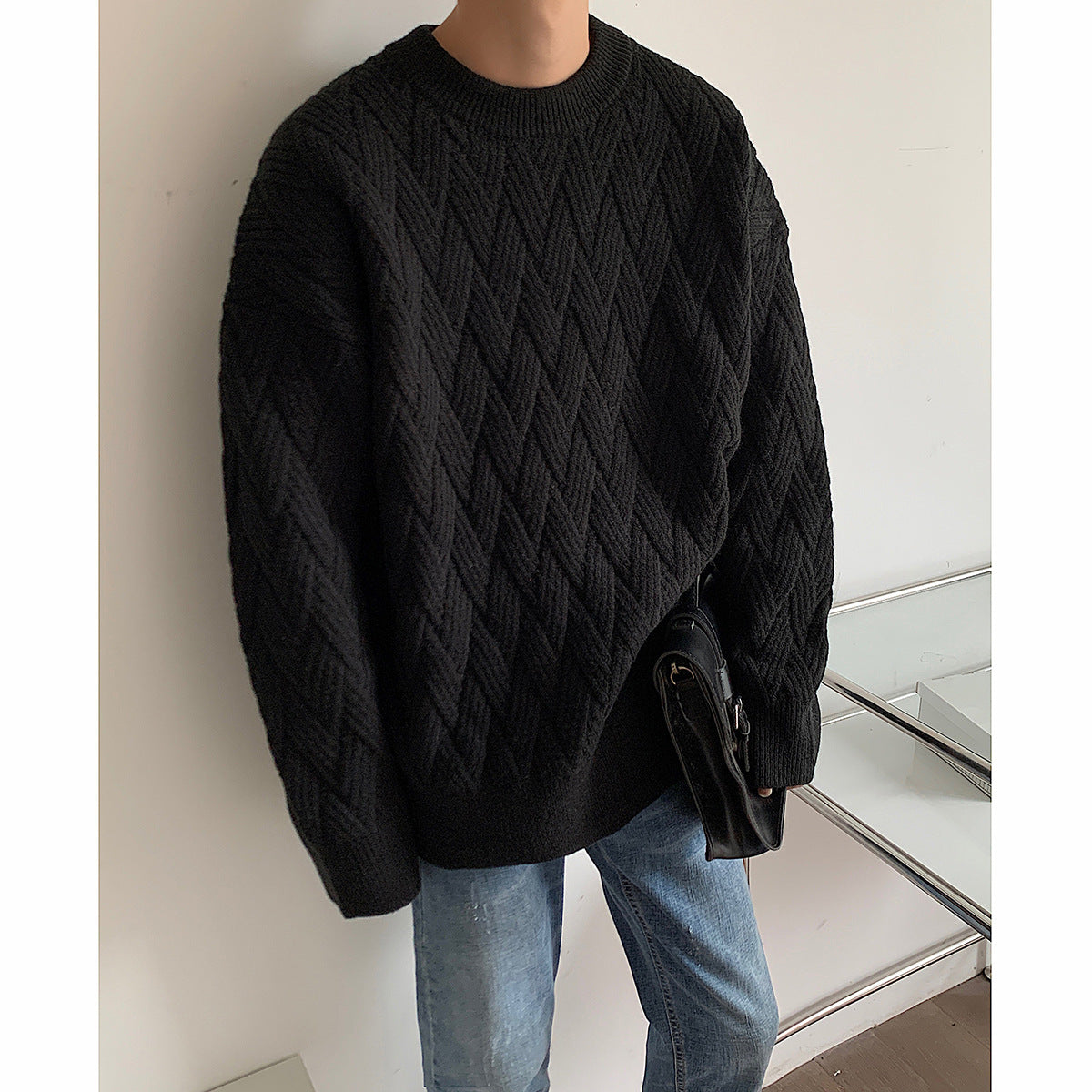 Solid Color Non Pilling Jersey Over Men's Sweater
