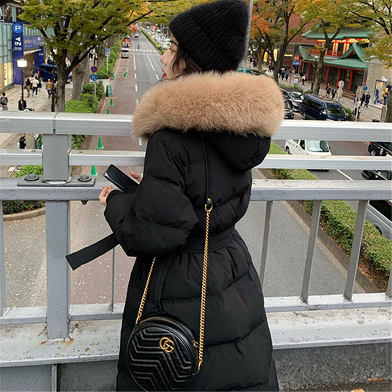 Women's Mid-length Down Jacket Fashion Belt Slim Fit