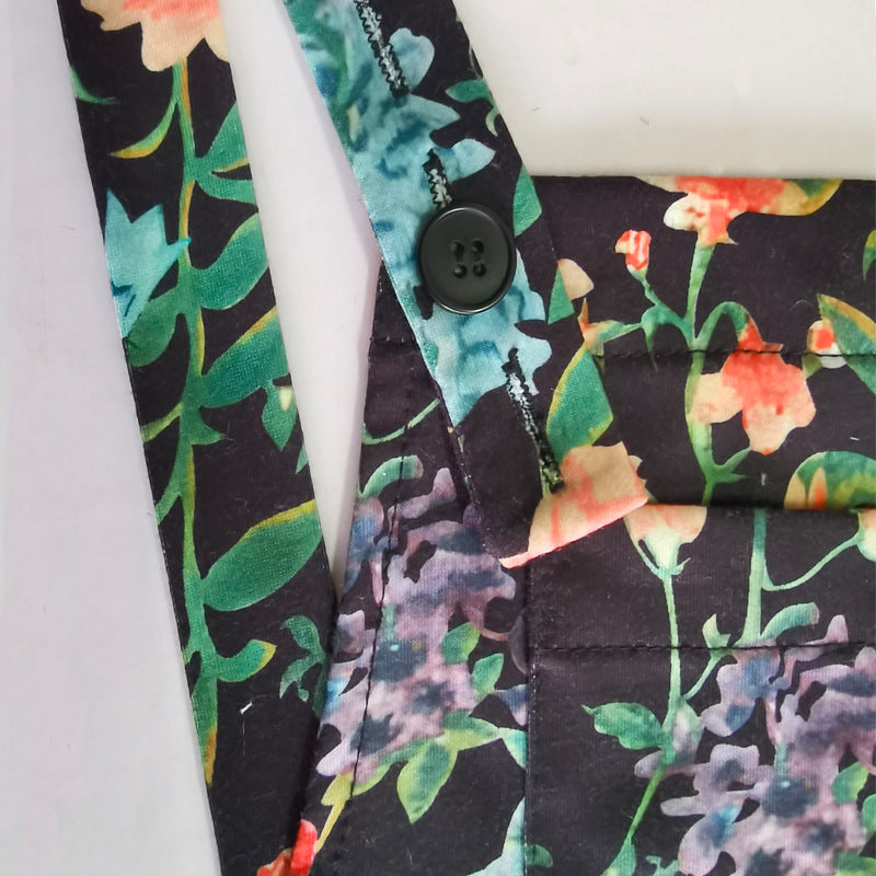 Selerbukser til kvinder med blomsterprint og knapper