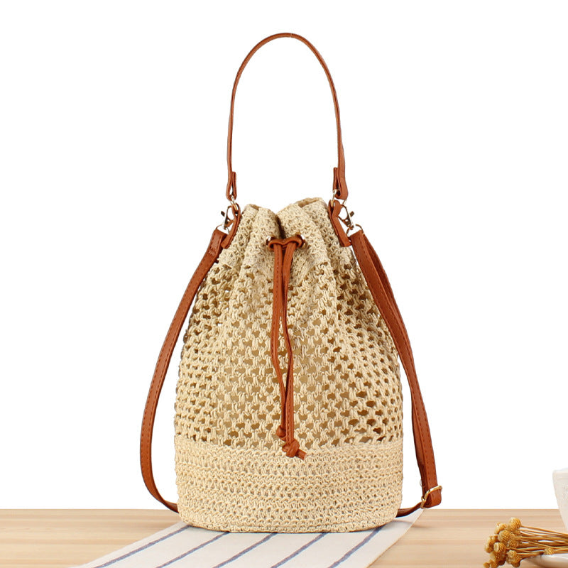 Simple Fashion All-match Handbag Bucket Woven Bag