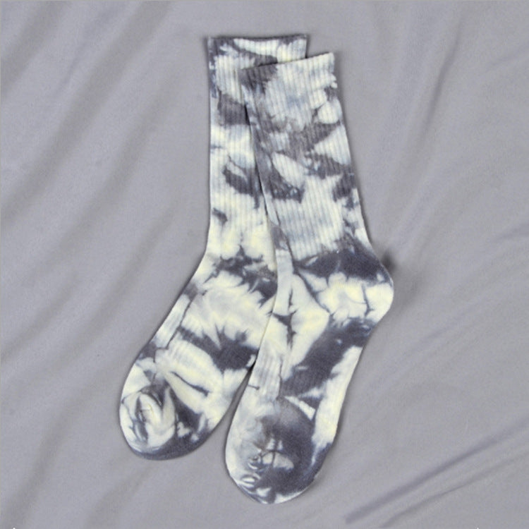 Tie-dye Sokker Til Mænd Og Kvinder I Mid-Tube High Top Street