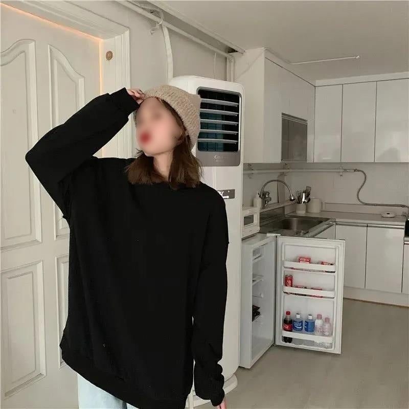 Korean Style Loose Solid Color Pullover Sweater
