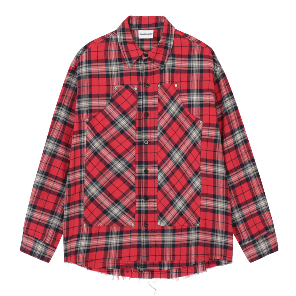 Plaid Embroidered Letters Shirt Coat Spring And Autumn
