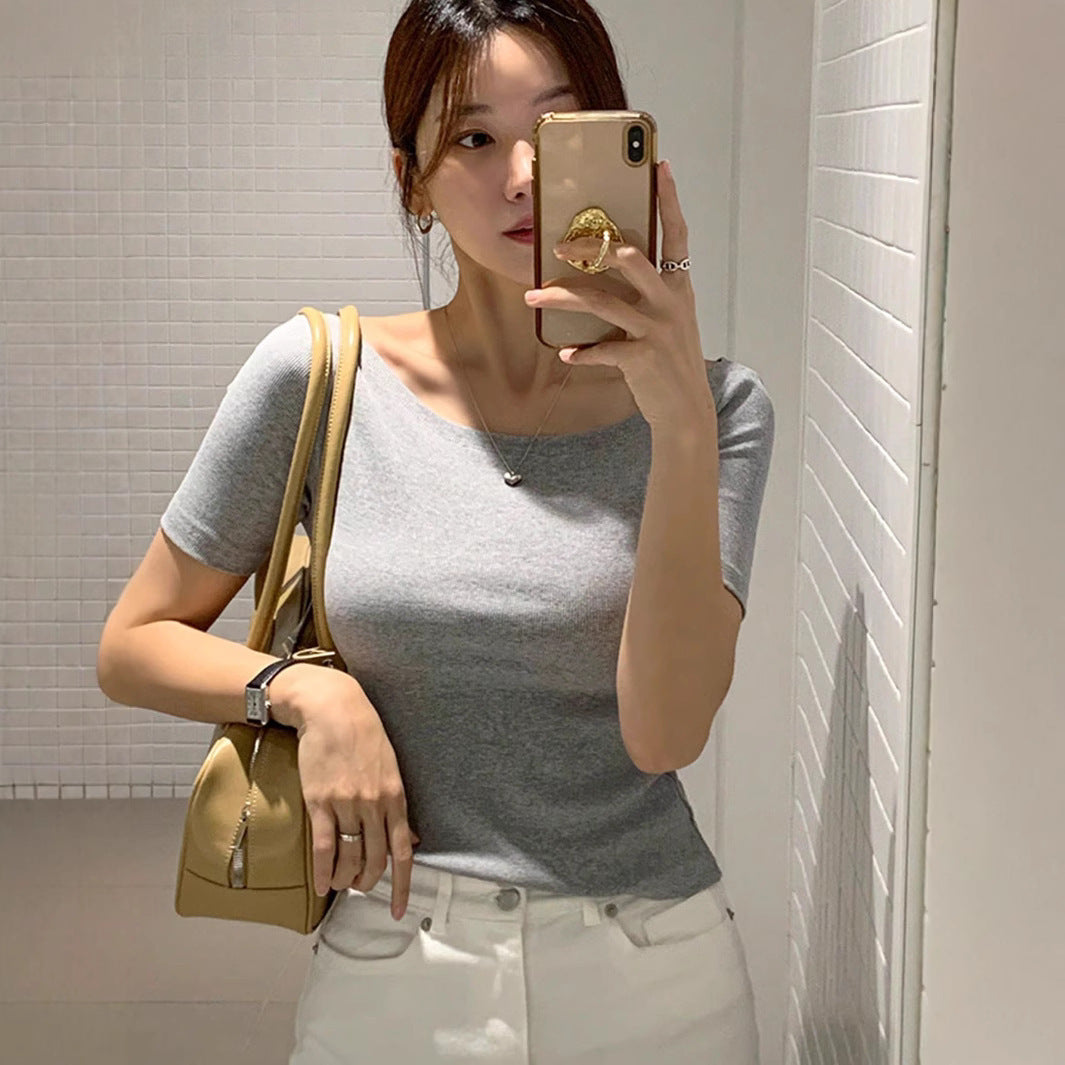 Slimming And Fashionable Slim-fit Korean Women's Top Bottoming Shirt