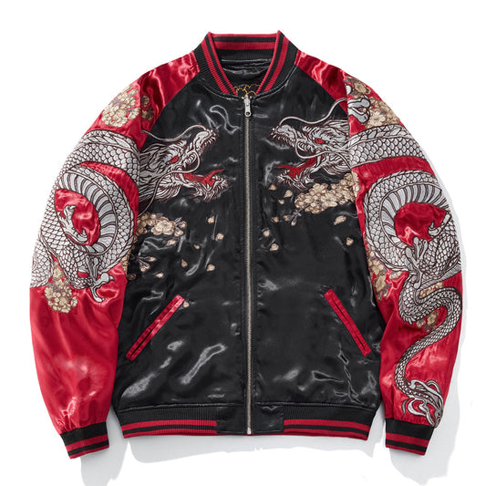 Mens Loose Fit Polyester Embroidered Chinese Style Jacket