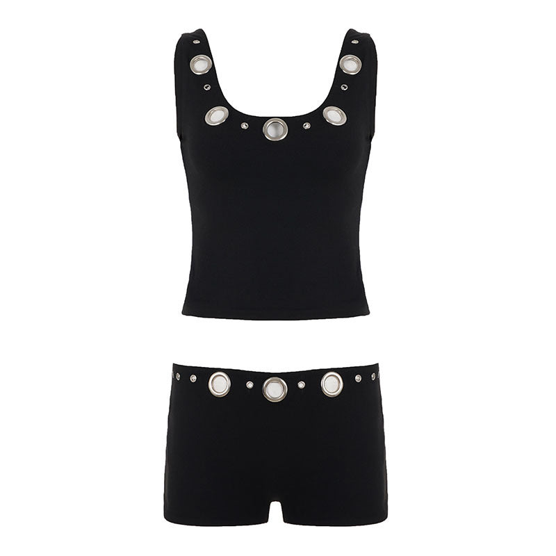 Low-rise Midriff-baring Form-fitting Cutout Casual Set