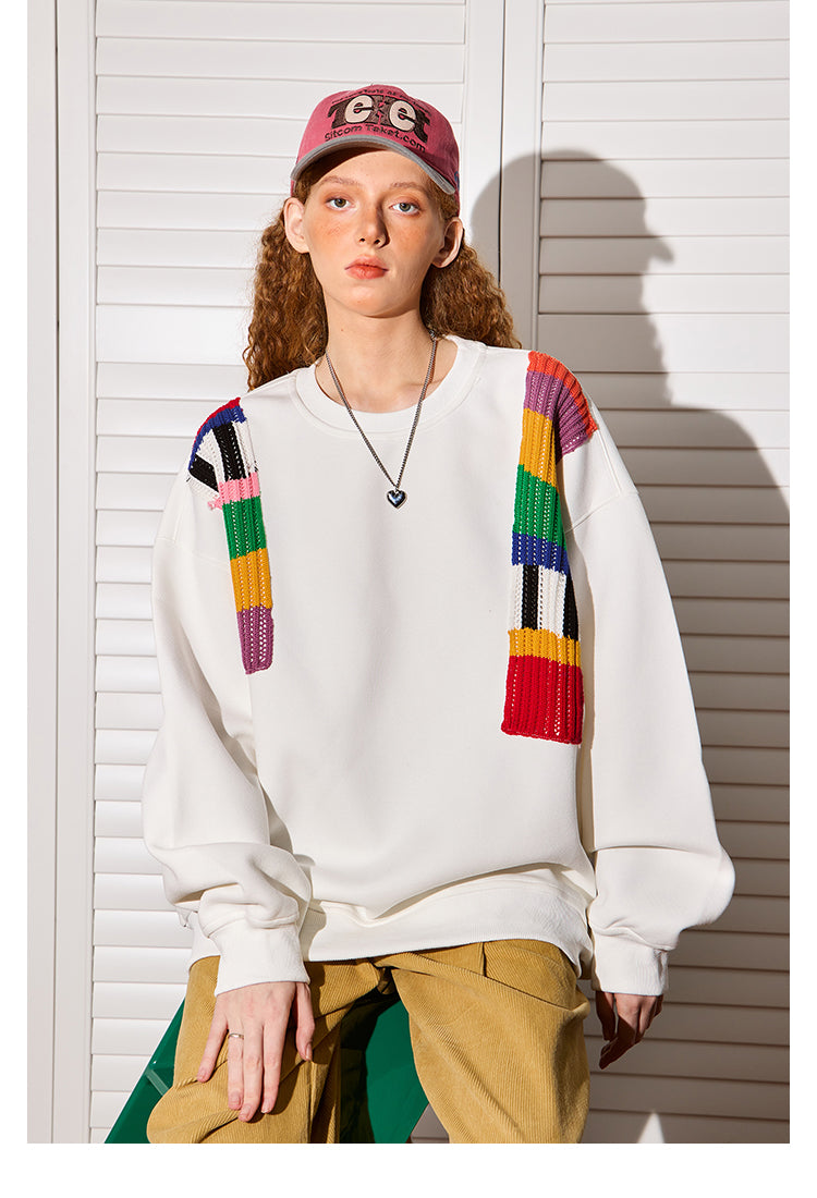 Niche Design Regnbue Uld Patchwork Sweater til Kvinder