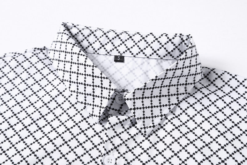 Classic And Fashionable Diamond-shaped Small Checkered Shirt For Men