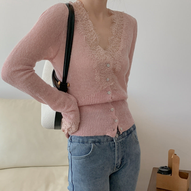 Spring New Arrival Lace Sophisticated Knit Top With A Luxe Texture