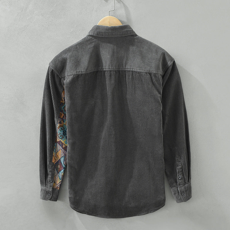 Japanese Vintage Long Sleeve Shirt Men's Fashion
