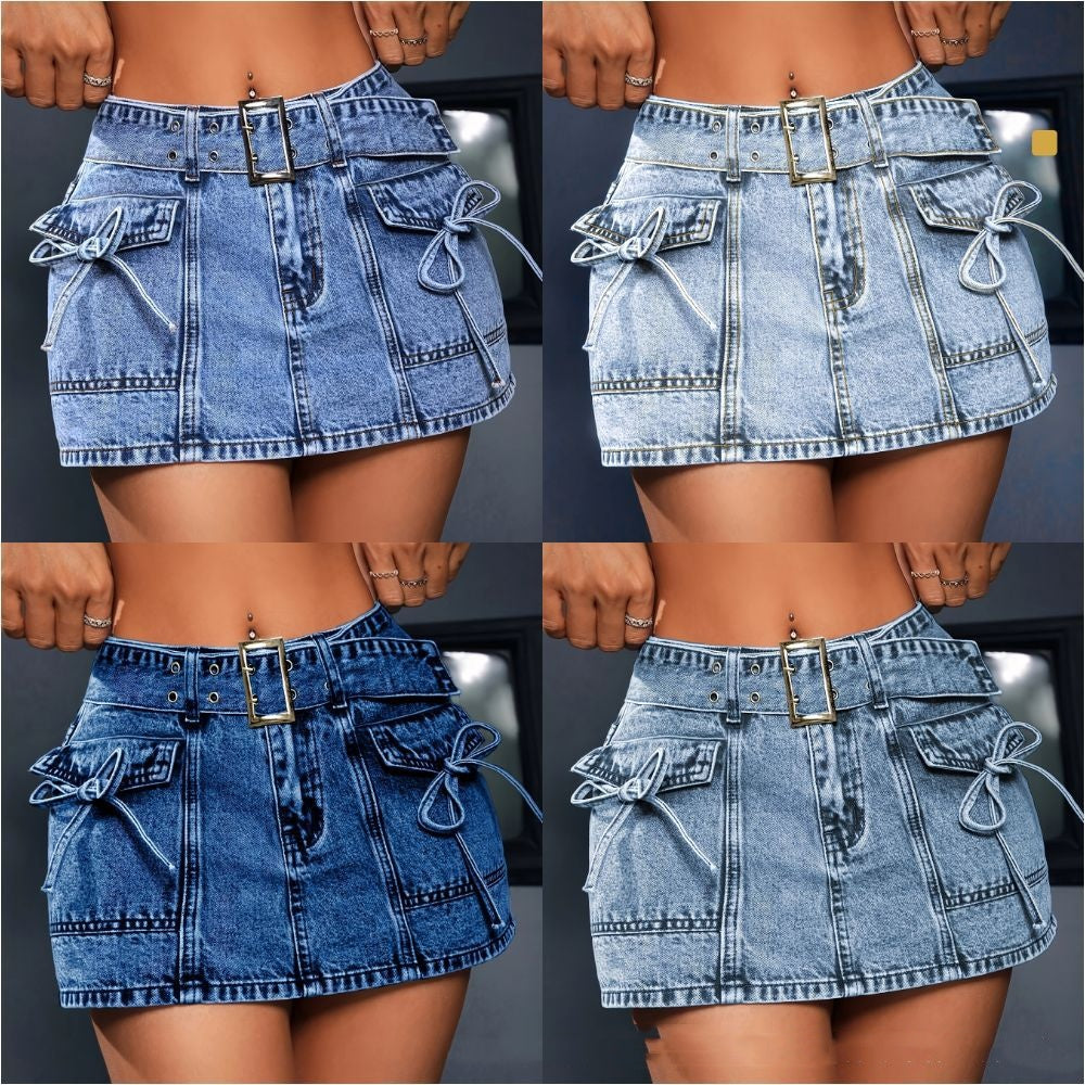 Women's High-elasticity Mid-waist Short Denim Shorts