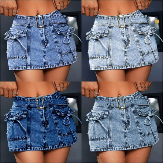 Women's High-elasticity Mid-waist Short Denim Shorts