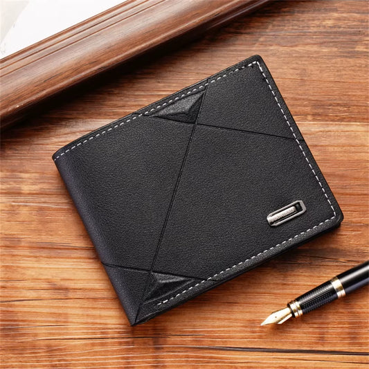 Slim Minimalist Bifold Wallet Carbon Fiber RFID Blocking Men'S Coin Purses with ID Window Muti Card Slots Leather Card Holder