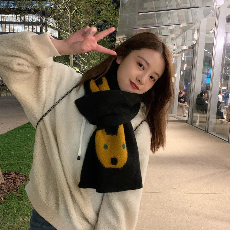 Japanese Cute Bear Scarf Women Ins Versatile Soft And Warm
