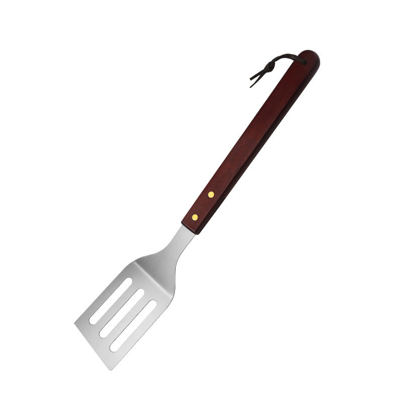 BBQ Tool Three-piece Set Stainless Steel Wooden Handle Shovel Fork Tongs