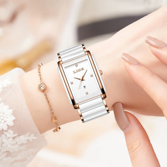 Fashion Ceramic Stainless Steel Couple Watches Quartz Watch
