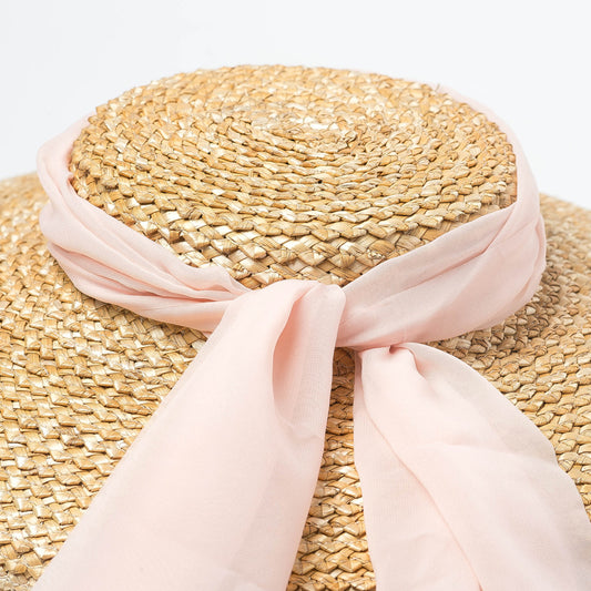 Vintage Shallow Flat Top Chiffon Hat