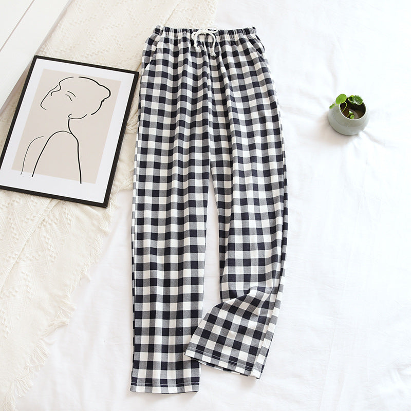 Women's Men's Knitted Plaid Pajama Pants