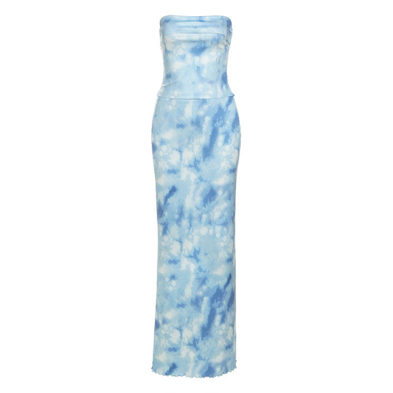 Sexy Form-fitting Tube Top With Midriff-baring Design Paired With A High-waisted Elegant Dress