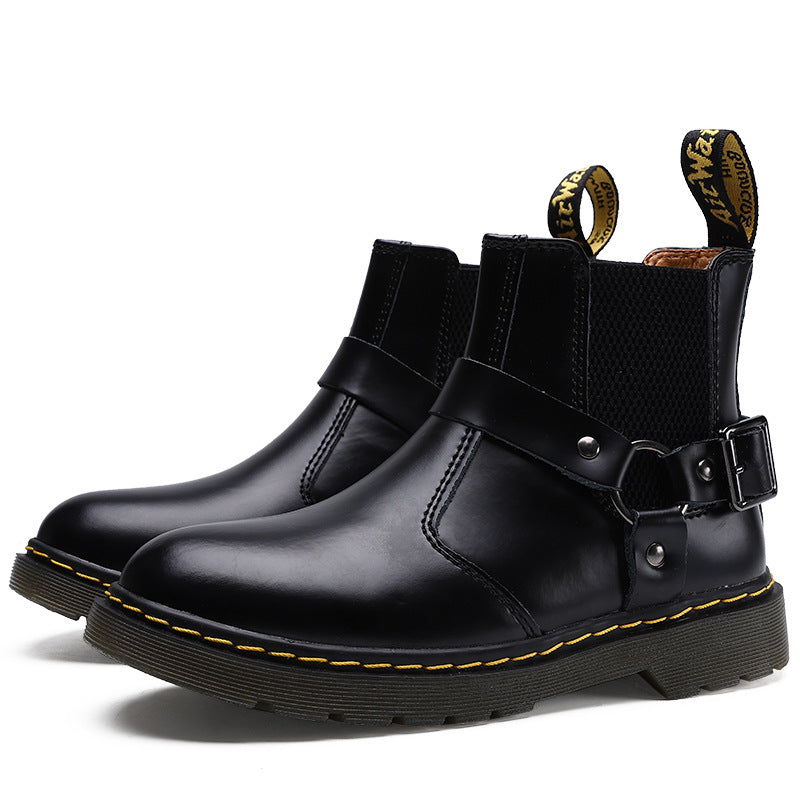 Flat Couple Leather Ring Motorcycle Boots