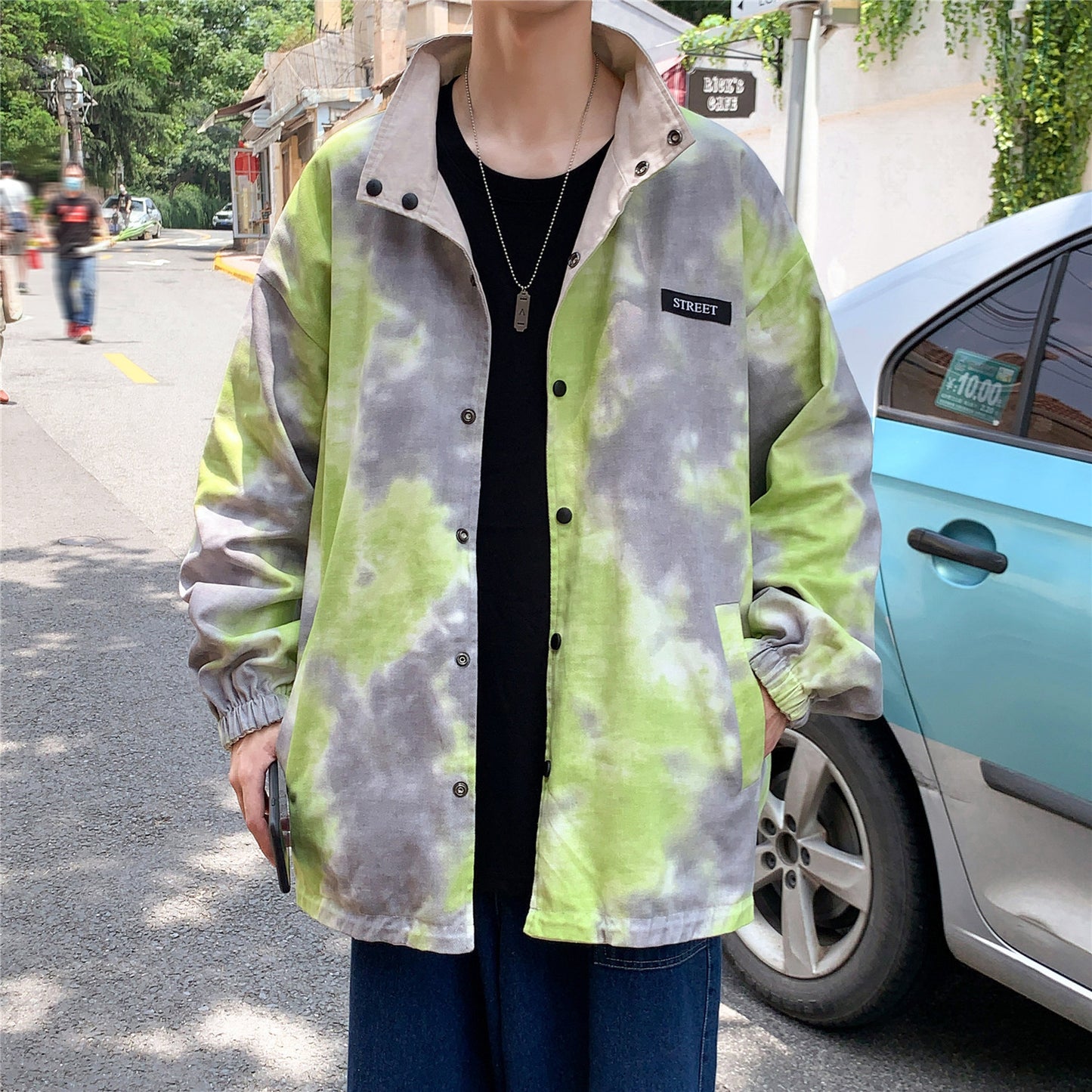 Both Sides Wear Bf Wind Tie-dye Jacket Jacket Baseball Uniform Autumn