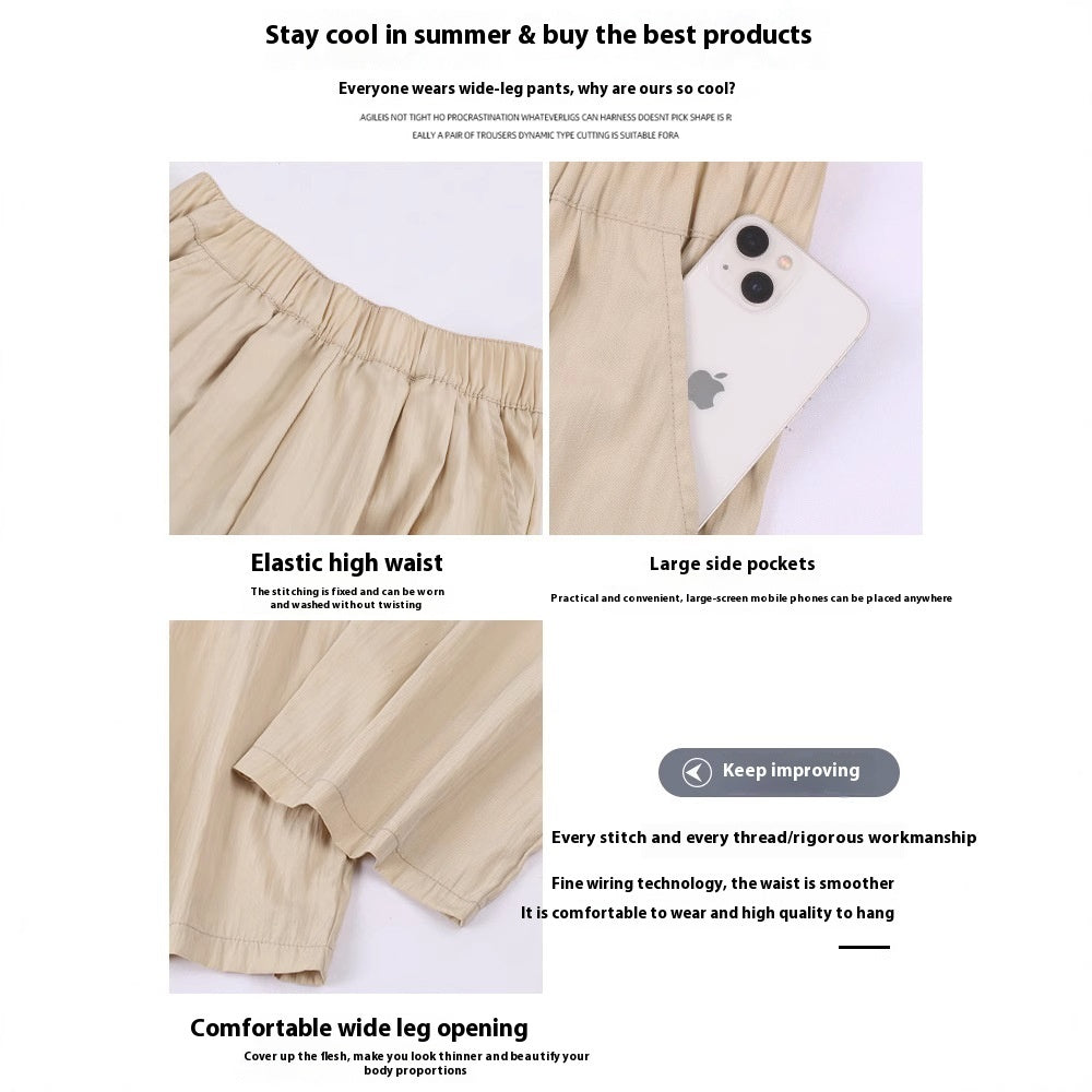 Loose Drape Casual Straight-leg Thin Ice Silk Wide-leg Pants