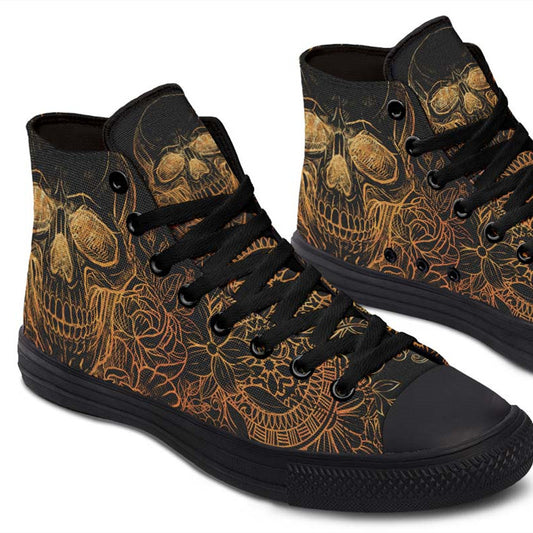 Men's And Women's Fashion Color Printing High-top Canvas Shoes