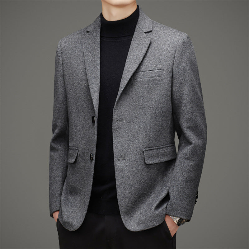 Men's Business Casual Solid Color Wool Tweed Suit Top