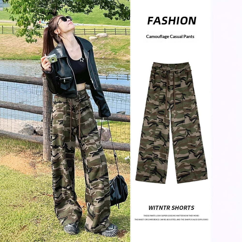 Spring Womens Military-Style Camo Cargo Pants In American