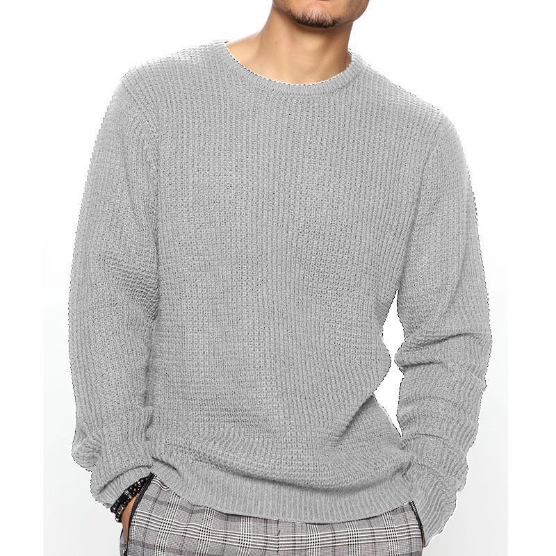 Langærmet sweater til mænd med rund hals, afslappet og løs pasform