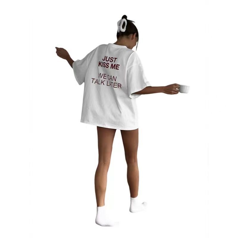 American Simple Letter Printing Cotton T-shirt