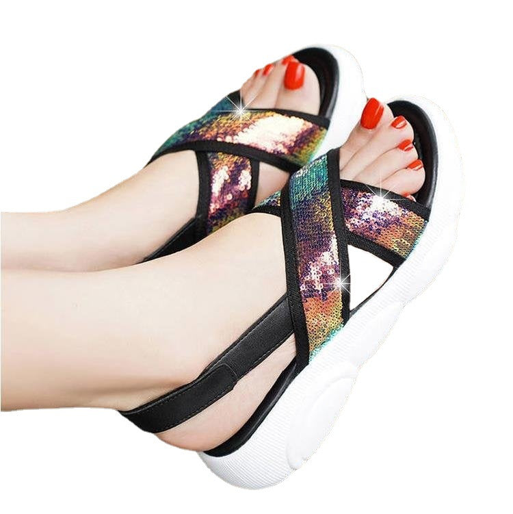 Women's Fashion Comfortable Platform Sequin Sandals