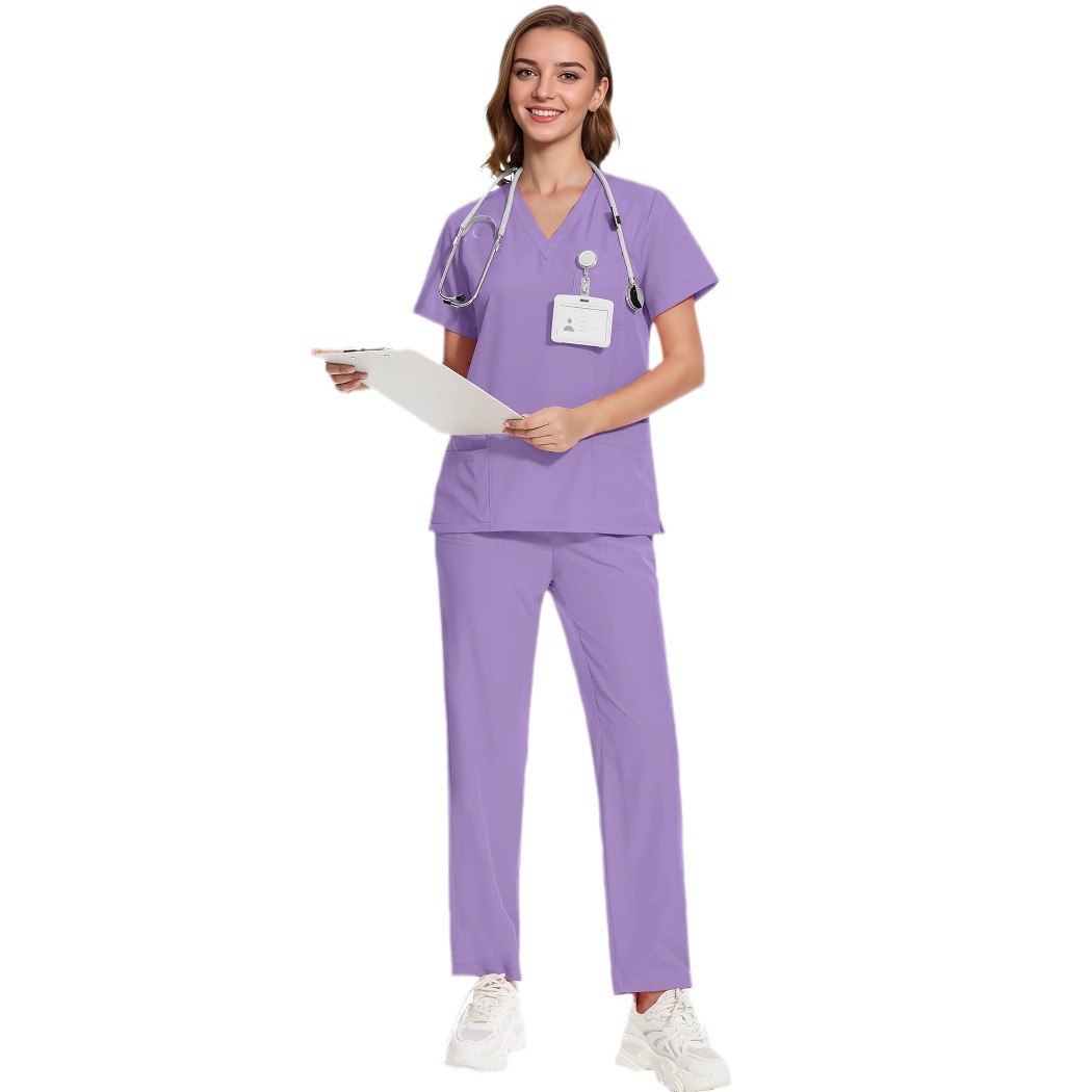 Surgical Gown V-Neck Short-Sleeve Hospital Nurse Uniform Workwear Set