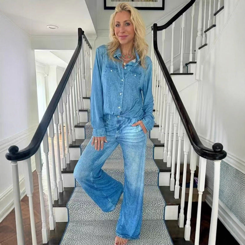 New Stylish Casual Womens Denim Two-piece Set
