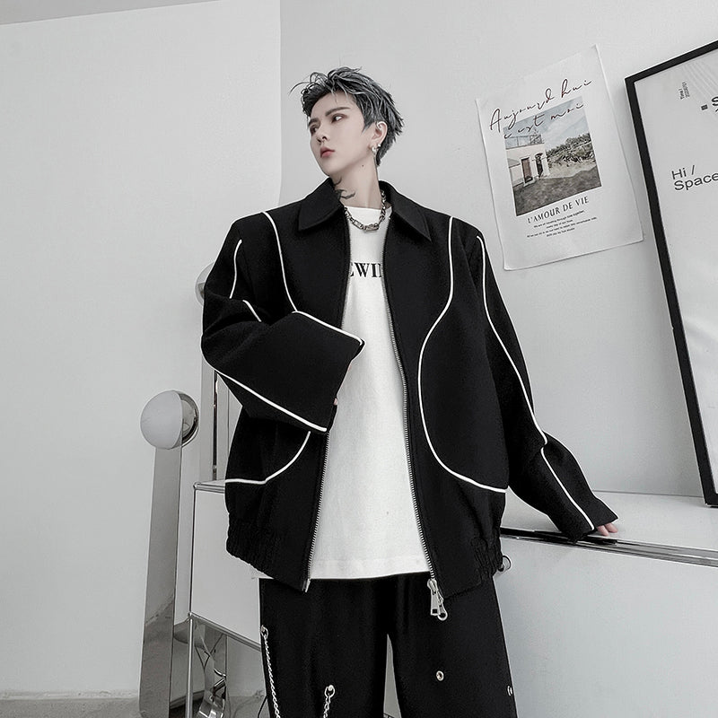 Niche Clash Of Colors Double Zipper Design Sense Jacket Men