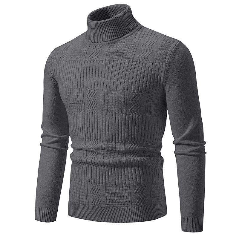 Mens Fashionable Jacquard Pullover In Solid Color For Warmth