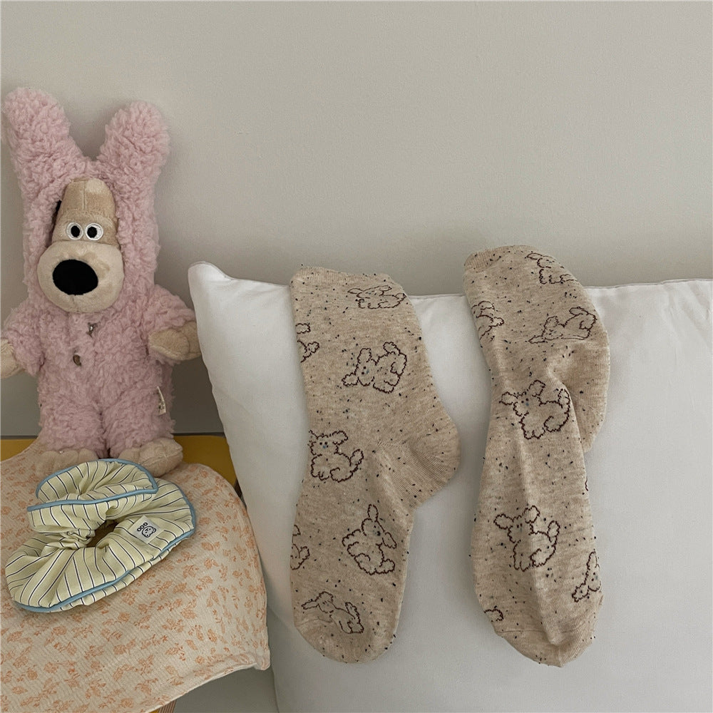 Cloud Dog Cute Girls Mid-calf Length Socks