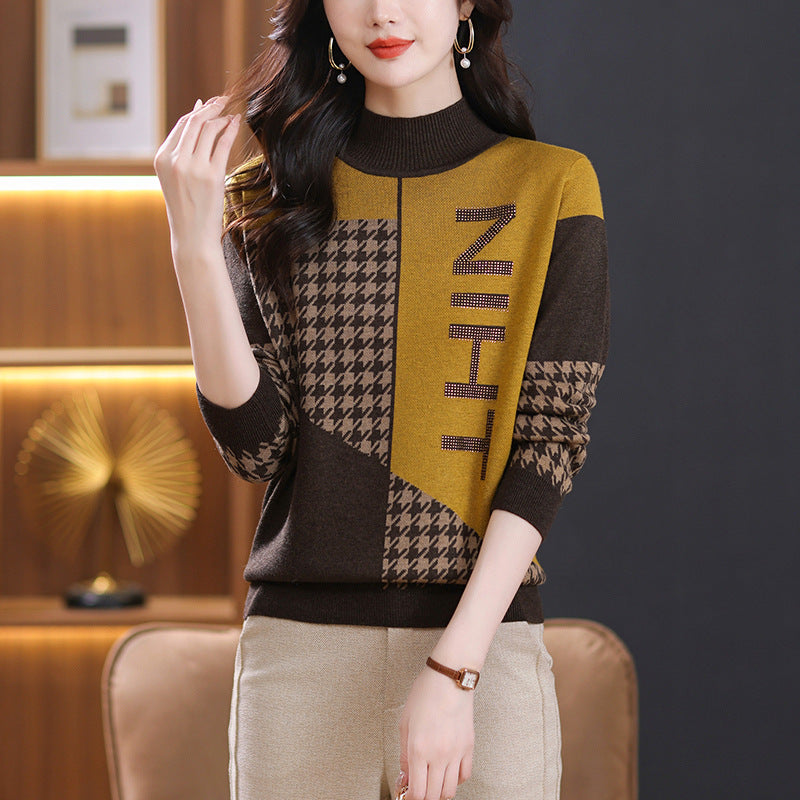 Color Matching Western Style Inner Wear Knitwear Thick