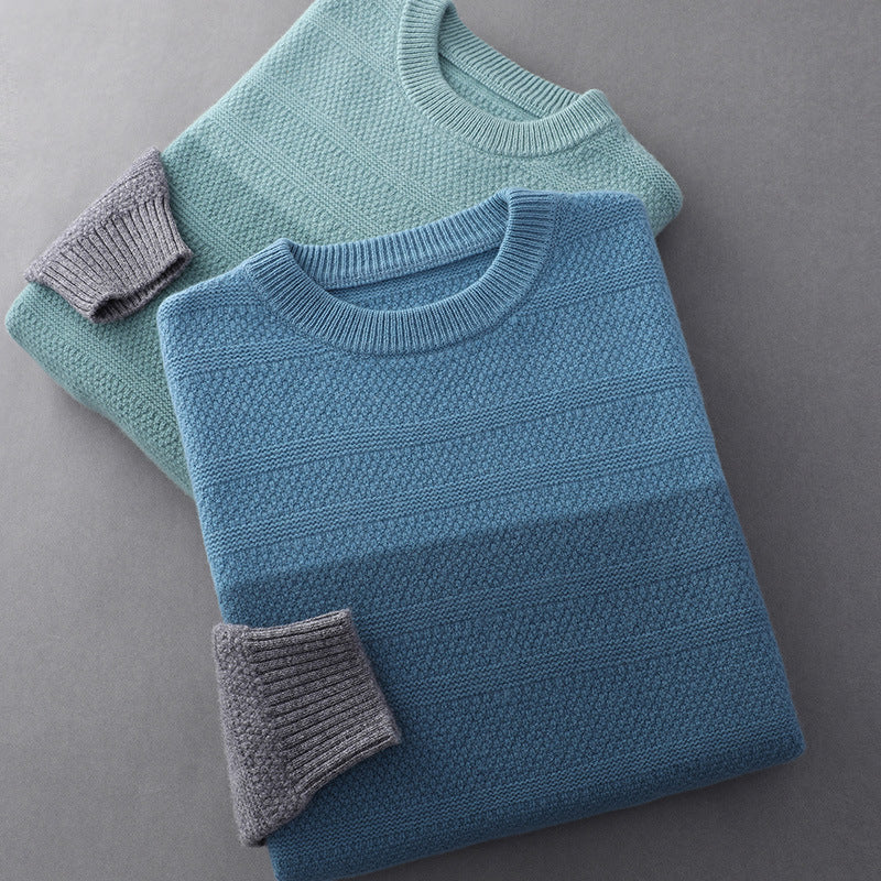 Men's Round Neck Color-blocking Padded Sweater
