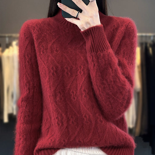Half Turtleneck Twisted Knitted Sweater Loose All-matching