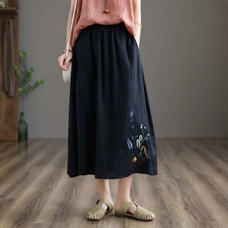 Summer Retro Women's Cotton And Linen Skirt