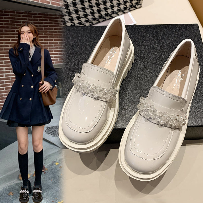 British Style Retro Big Head Doll Shoes High-heel Loafers