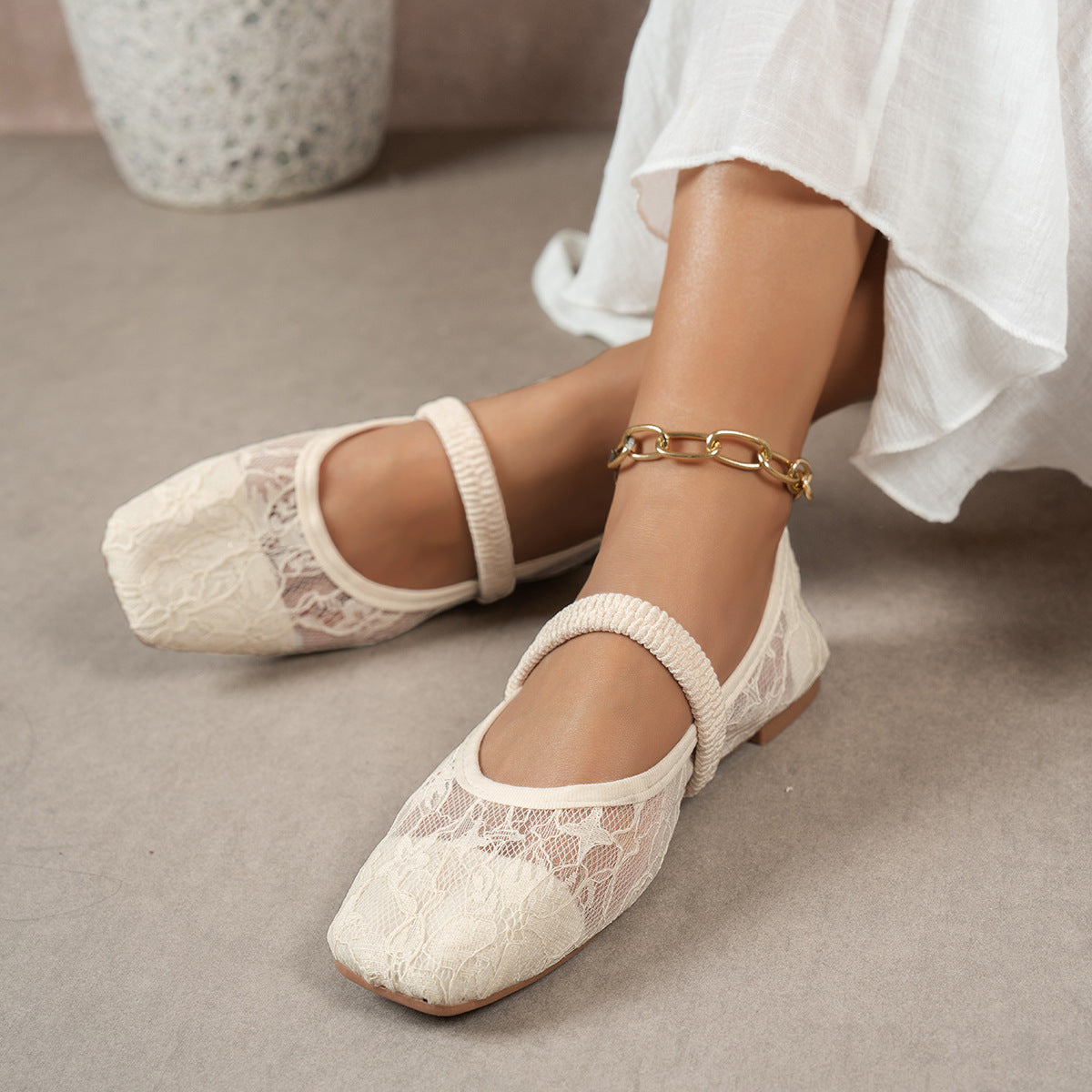 Womens Casual European And American-style Square-toe Flats