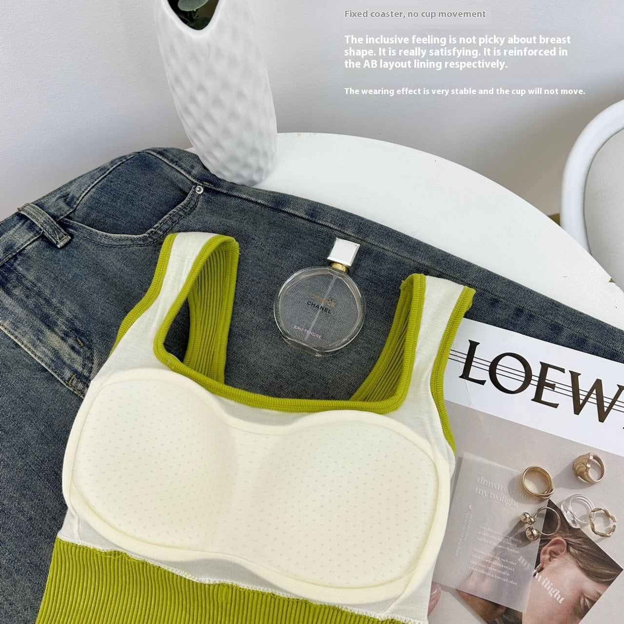 Easy Matching Sling Beauty Back Thread Stretchy Slim-fit Padded Vest
