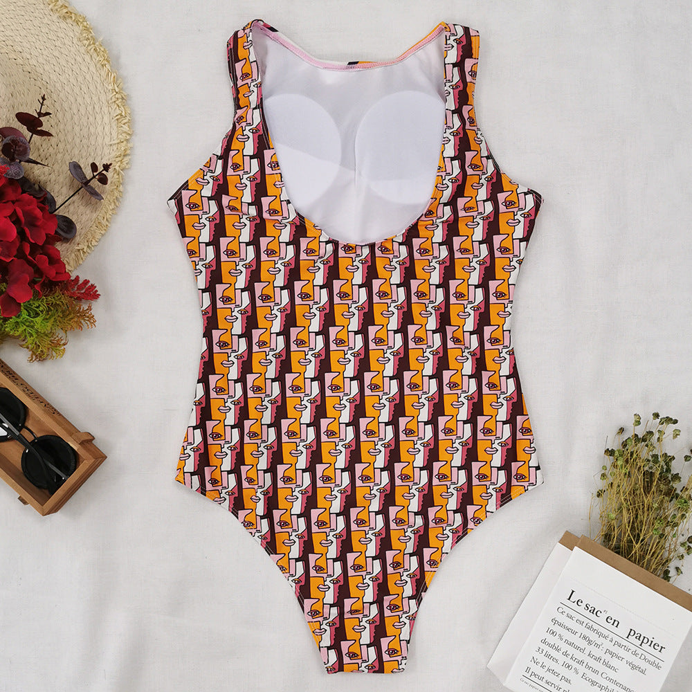 Women's Fashion Abstract Pattern Printed Swimsuit