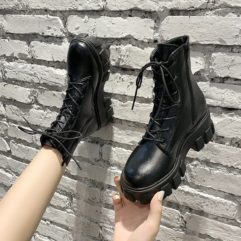 Autumn Women's England Large Size Thick-soled Martin Boots