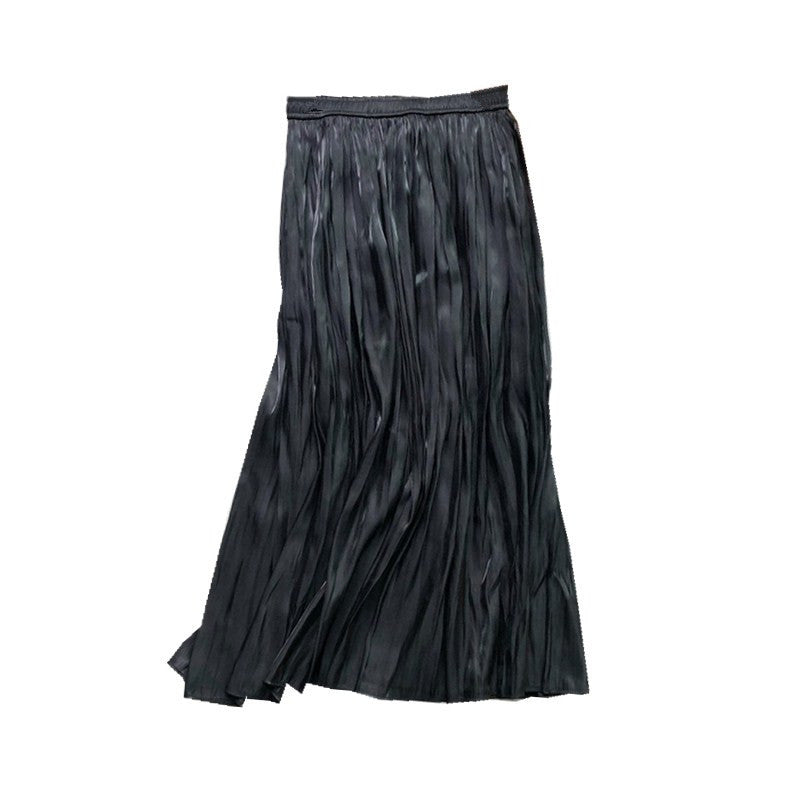Glossy Silky Pearl Glossy Satin Pleated Skirt